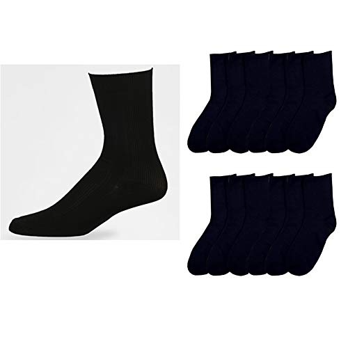 12 Pairs Mens Knocker Dress Socks Casual Work Fashion Crew Size 10-13 Black2