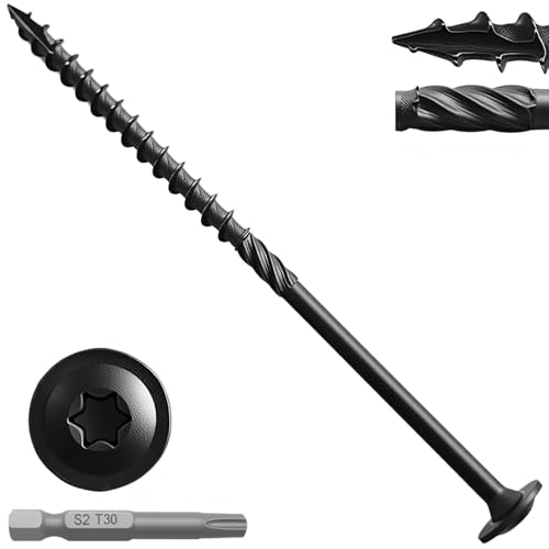 Inch Lag Screws,Structural Wood Screws,Heavy-Duty Outdoor Deck Construction,Timber Screws,Framing,Rust Resistant Black Ceramic Coating,Torx Bit Included (1lb Per Box, #14x5)
