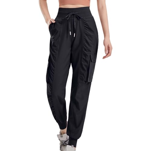 Pantalones de deporte para mujer con cintura alta y cordón ajustable para yoga
