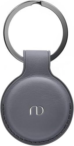 Nereides Hülle kompatibel mit Apple Airtag Anhänger, Airtags Schlüsselanhänger PU Leder Ganzkörper Kratzfest, Case für Air Tag mit Key Ring Grau