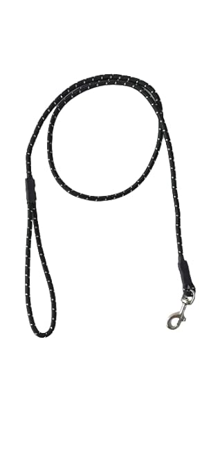 Amazon Brand - Umi Training Leash/Rope with Strong Hook Silving Cover for Dogs (Black, Size 6 mm)