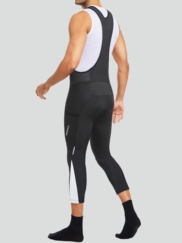 qualidyne Bermuda masculina de ciclismo com bolsos, calça capri acolchoada 4D, Preto, XGG