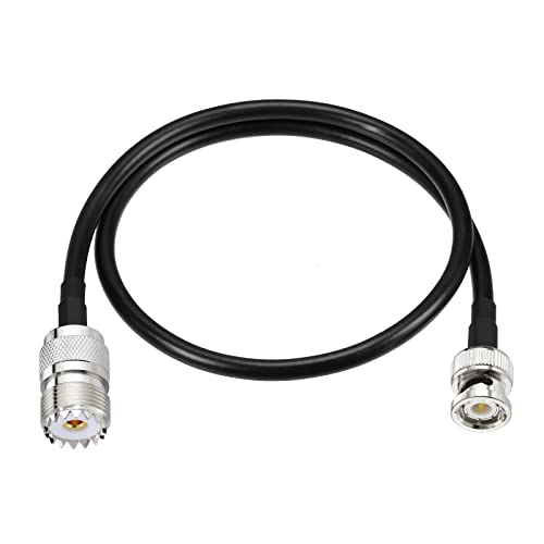 Eightwood UHF Female SO239 to BNC Male Adapter Antenna Jumper Cable RG58 1.6 Feet for Handheld CB Radio, Amateur Radio, Ham Radio, Radio Scanner