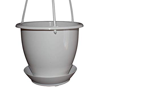 4.5" Mini White Plastic Hanging Basket By Koba (5) #TOP1