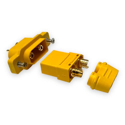 VUNIVERSUM 2X Paar XT90NE-M + XT90H Hochstrom Einbaustecker gelb für Lipo Akku kompatibel zu XT90 XT90H XT90S Stecker Goldstecker 2Pin Verpolsicher DIY