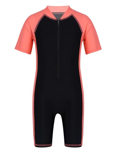 Image of Alvivi Kids Baby Boy Girls Short Sleeve Shorty Swimming Suit UV Sun Protective Zipper One Piece Swimsuit