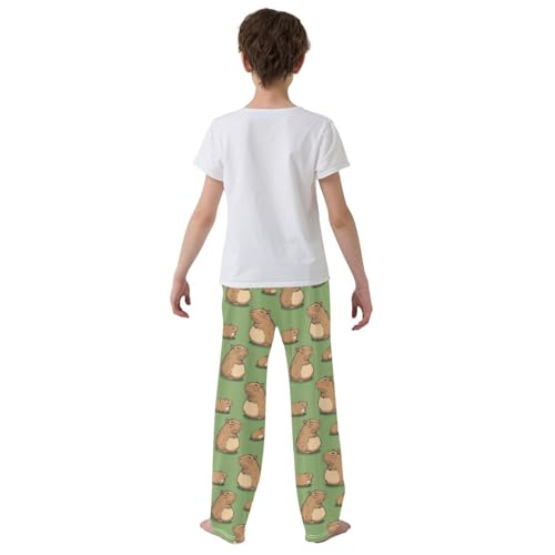 Boys' Pants Brown Capybaras Green Long Bottoms Jogger Pants Elastic Waist Trousers with Pockets S-XL3