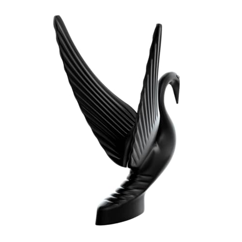 United Pacific 72016 Ornamento de capô de cisne preto fosco resistente, estrutura de metal fundido,