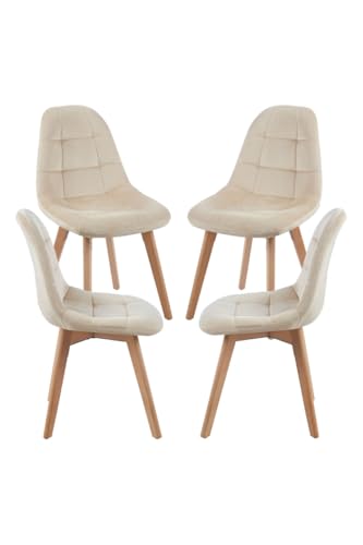 Regalos Miguel - Packs Sillas Comedor - Pack 4 Sillas Kelen Terciopelo - Beige