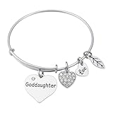 Infinity Collection Goddaughter Bracelet Expandable Wire Bangle Bracelet - Goddaughter Pendant with Love, Heart, Leaf Charm Bangle - Jewelry for Goddaughters