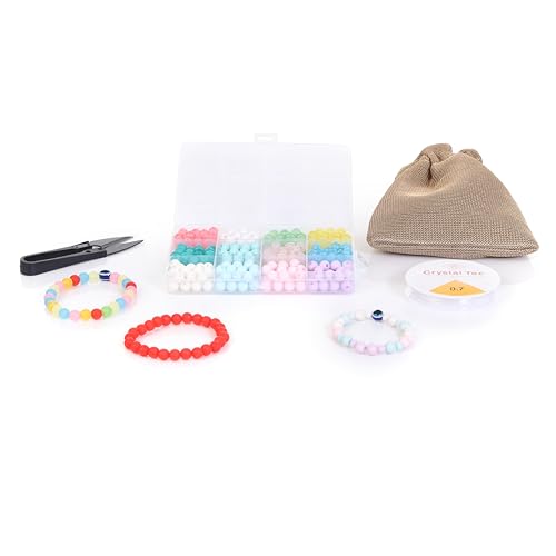 Image of Ambitieux DIY Bracelet Making Kit for Girls - 12 Types Colorful Beads with Charms, Elastic Thread, Earrings, Clasps & Rings - Jewellery Craft Kit for Kids, Birthday Return Gift, Rakhi Special Set for 2 3 4 5 6 7 8 9 10 years (8mm Moon Matt)