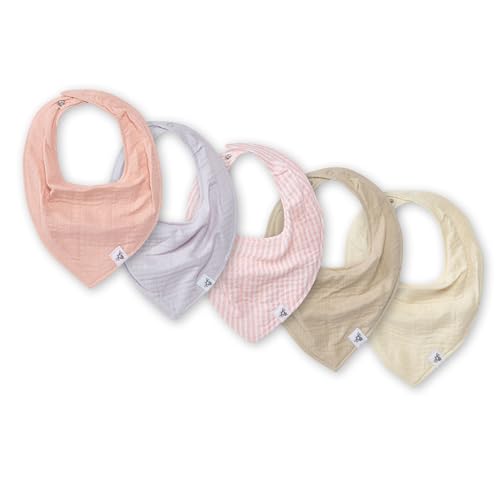 Image of Burt's Bees Baby 5-Pack Bandana Bib Set with Snap Closure