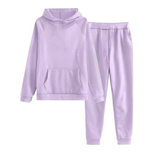 Girls' Sweatsuit Set 2 Piece Soft Long Sleeve Hoodie Sweatshirt with Pockets Solid Color Jogger Streetwear for Toddler4