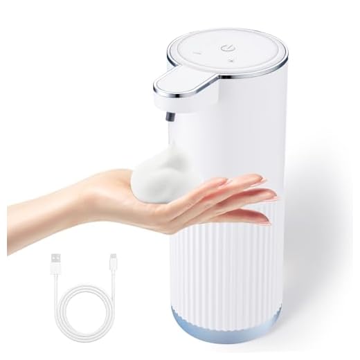 XINKORA Automatic Foaming Soap Dispenser, 4-Level Adjustable Electric Foam Hand Soap Dispenser, USB Rechargeable Touchless for Bathroom Countertop, Kitchen, 13.5oz (White)