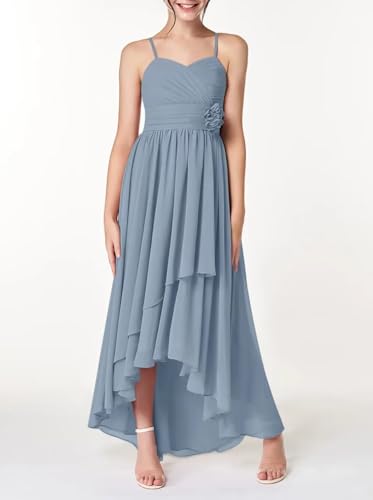 Junior Bridesmaid Dresses High Low Chiffon Flower Girl Dresses for Wedding Floral Party Dress for Teen Girls3
