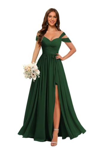 YYXRyyH Emerald Green Off Shoulder Pleated...