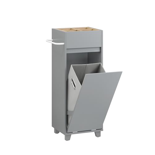 SoBuy Wäscheschrank mit ausklappbarem Wäschesack Wäschesammler mit...