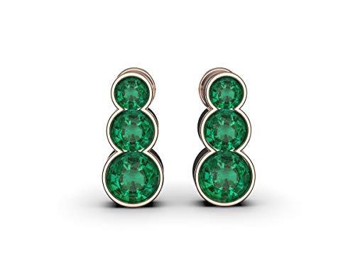 Sametrue Jewels Round Natural Emerald Earrings In Gold Aaa Quality Emerald #TOP4