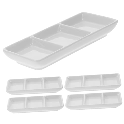 EPIGEIST 5 piezas Plato de Triple para Salsa y Condimentos de Cuenco Pequeño para Mojar Soja Vinagre Mostaza para Hogar y Restaurantes