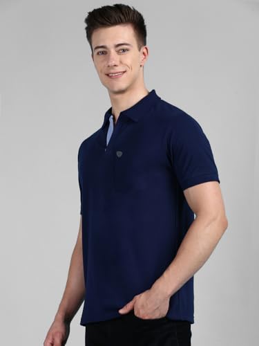 Image of Lux Cozi Men Cotton Regular Fit Polo Neck Half Sleeve Solid Casual T-Shirt with Chest Pocket | Pack of 2 |