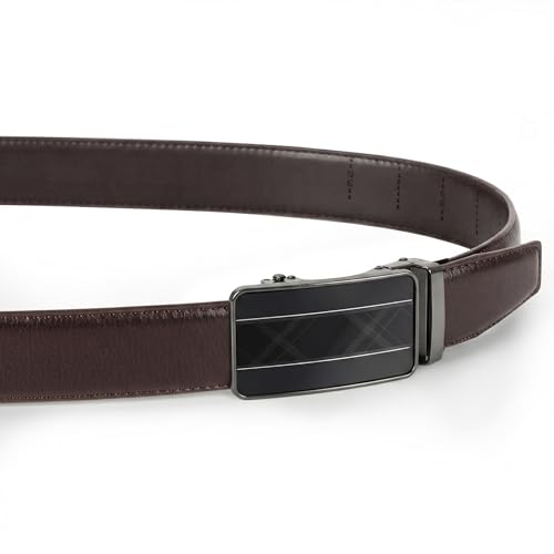 Image of Mens Ratchet Belts Leather-2 Packs,Adjustable Slide Belts For Gifts Men Dress and Casual 1 3 /8 inch,Cut for Perfect Fit