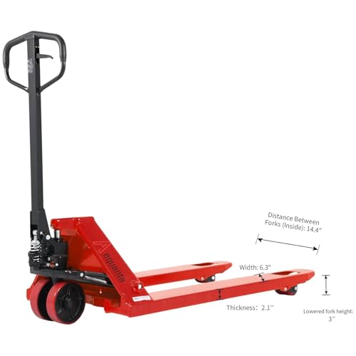 Aequanta Hand Pallet Jack Manual Pallet Truck 48\"x27\" Fork Size 5500lbs Capacity, Red - Thumbnail 3