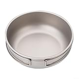 Gdfnmogo Sartén ultraligera de titanio para acampar al aire libre y senderismo, utensilios de cocina no reactivos Pure Ti con mango plegable para un almacenamiento compacto (700 ml)