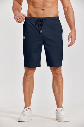 Image of COOFANDY Mens Casual Shorts Cotton Elastic Waist Drawstring Shorts Lightweight Summer Beach Shorts