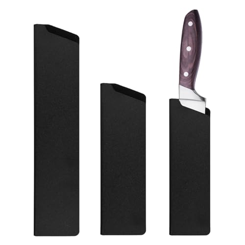 Dokeno 3 Pezzi Protezioni per Lame, Nero Fodero Cucina Fodero per Lama in Materiale ABS Coltello