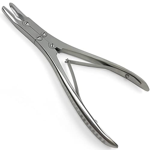 Dexa Dental Bone Rongeurs Ruskin, Double Action Stainless Steel - Curved - 7.5'' #TOP8
