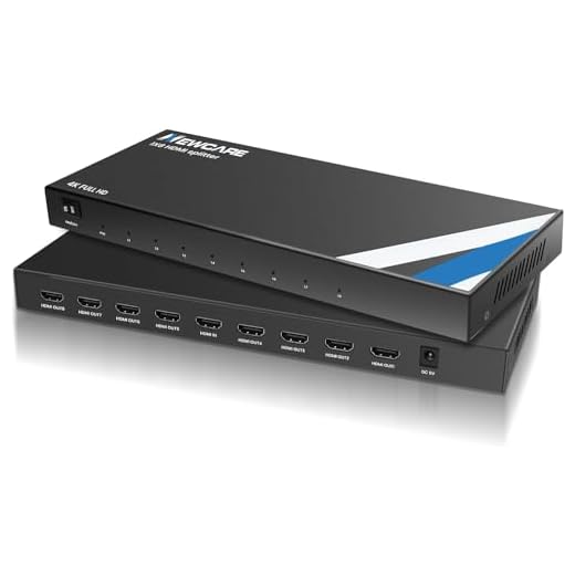 4K 1x8 HDMI Splitter, NEWCARE One in Eight Out Powered 8way HDMI Splitter Audio Video Distributor Amplifier with Charger, Support Full HD 3D & 4K x 2K