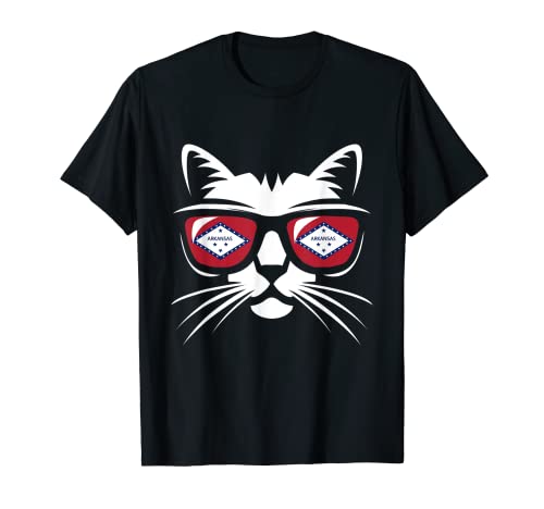 Bandera del estado de Arkansas Funny Cat Camiseta