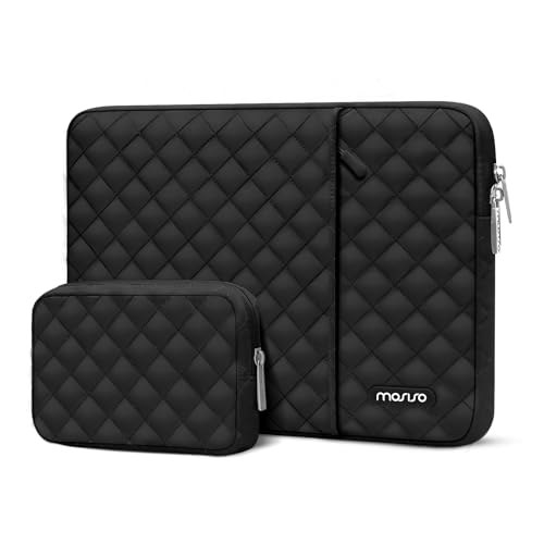14" Mosiso Quilted Laptop Sleeve w/ Small Pouch (Black) - image 1