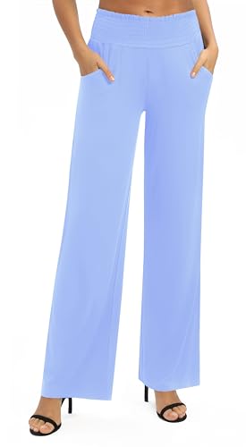 Pantalon palazzo fluide Urban Coco pour femme à taille haute élastique