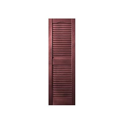 Plastic Development Group LSWHT1459 14 x 59 Inch Decorative Exterior Vinyl Plastic Faux Louvered Window Shutters with Installation Kit and Instructions, Bordeaux