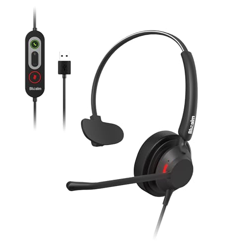 Casque filaire USB monoral avec micro antibruit et contrôle en ligne pour ordinateur