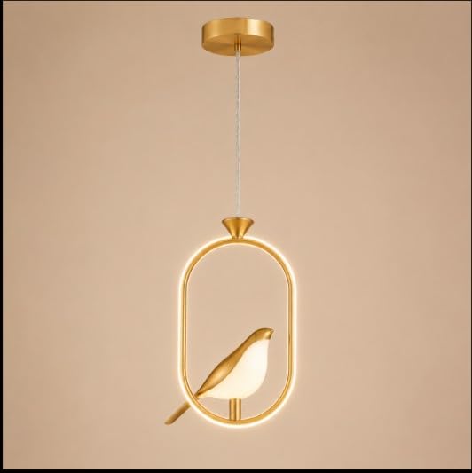 Nayan Enterprises Gold Bird LED Pendant Light, 3 Color Changing Hanging Ceiling Lamp for Living Room, Bedroom, Dining Room & Modern Home Decor-image-35