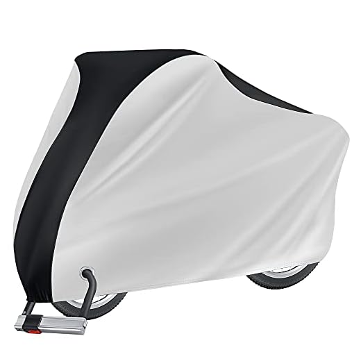 Puroma Bike Cover Outdoor Waterproof Bicycle Covers Rain Sun UV Dust Wind Proof with Lock Hole for Mountain Road Electric Bike, XL (Black&Silver)