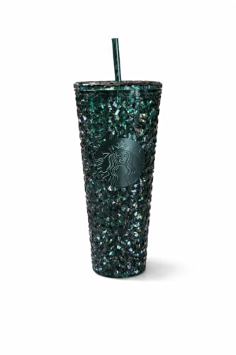 Starbucks Deep Emerald Gemstone Cold Cup 24 oz Reusable Acrylic Tumbler with Lid and Straw
