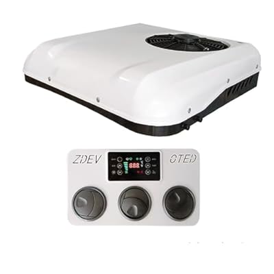 NEKPOKKA 12V roof air conditioner rv ac unit cooling/heating 2-in-1 silent ultra-thin air conditioner for camping vehicles, school buses, buses, trailers, RVs, vans, trucks, etc (12, Volts (DC))