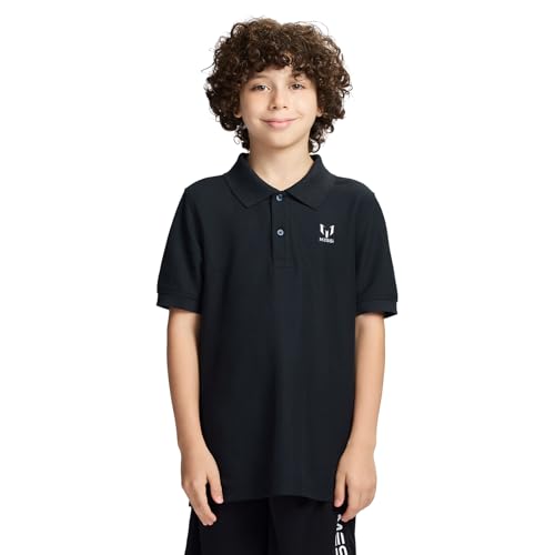 Messi Boys' Lifestyle Short Sleeve Polo T-Shirt, Slim-fit Graphic Tee, Cotton Blend Fabric, Stretch...