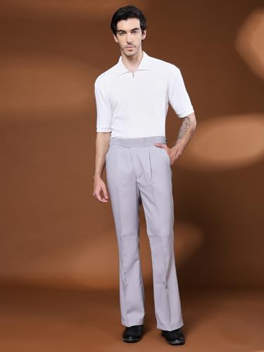 Image of Gurkha Pants for Men | Trouser for Men | Formal Pant | Classic Button | Bell Button High Waist Pleated Casual Trousers | Flared Leg Pants for Office Smart Casual Travel Party