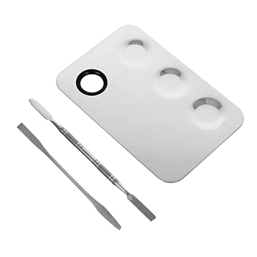 Beatifufu Nail Art Palette Set Metal Mixing Palette with 2 Spatulas for Cosmetics Foundation Random Style