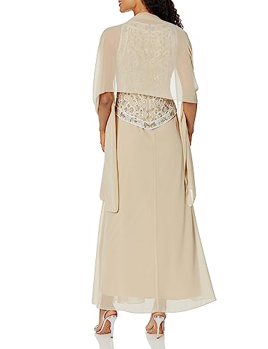 J Kara Women's Embellished Top Mock 2 Piece Dress with Scarf2