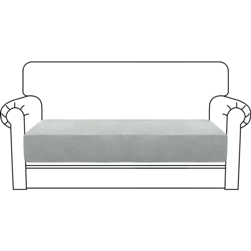 MAXIJIN Velvet Stretch Couch Cushion Covers Soft Loveseat Cushion Cover Replacement Sofa Seat Cushion Slipcovers RV Protector with Elastic Bottom (1 Piece Loveseat Cushion Cover, Silver Grey)