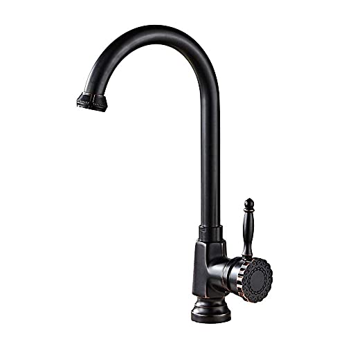 Robinet d'eau chaude froide avec poignée unique rotative 360 en laiton brossé noir