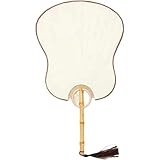 Angoda 扇子 手作り団扇 竹扇 手のファン DIY クラフト扇 ナチュラル素材 織り仕上げ ハート型 書道用 絵画用 夏冷却 家の装飾 飾り お祝い用 ひな祭り用 お正月用 (L,バナナ,白)