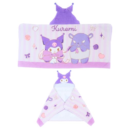 Image of Sanrio Kuromi Kids Super Soft Bath /Pool /Beach Soft Cotton Terry Hooded Towel Wrap, 24 in x 50 in, (Officially Licensed Product) by Franco