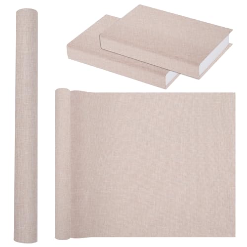 Fucery 57x17 Inch Book Cloth for Book Binding Natural Linen Fabric for Book Covering Easy to Cut Durable Versatile for All Book Sizes (Beige)