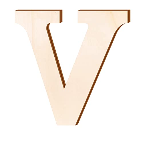 Worown 30cm de Hauteur 6mm Épais Grand Lettre En Bois V, Tranches de Bois V de Lettre pour la Fête, L'anniversaire, les Décorations pour la Maison Cover